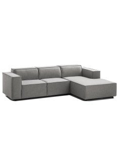 Olimpo - Sofá esquinero estilo moderno en tela color gris claro 2