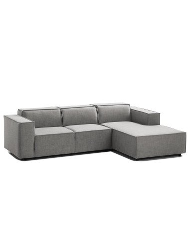 Olimpo - Sofá esquinero estilo moderno en tela color gris claro