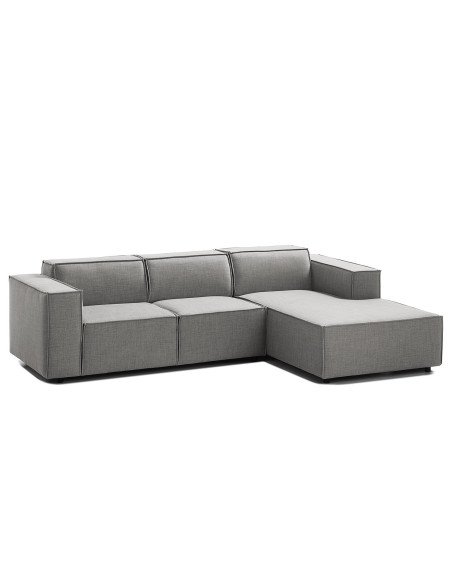 Olimpo - Sofá esquinero estilo moderno en tela color gris claro