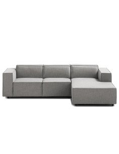 Olimpo - Sofá esquinero estilo moderno en tela color gris claro