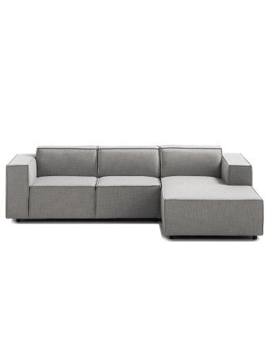 Olimpo - Sofá esquinero estilo moderno en tela color gris claro