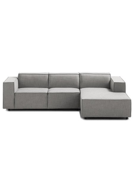Olimpo - Sofá esquinero estilo moderno en tela color gris claro