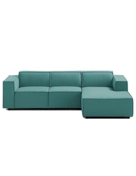 Olimpo - Sofá esquinero estilo moderno en tela color verde aqua
