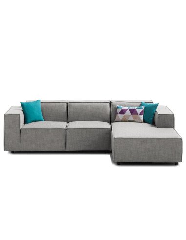 Olimpo - Sofá esquinero estilo moderno en tela color gris claro