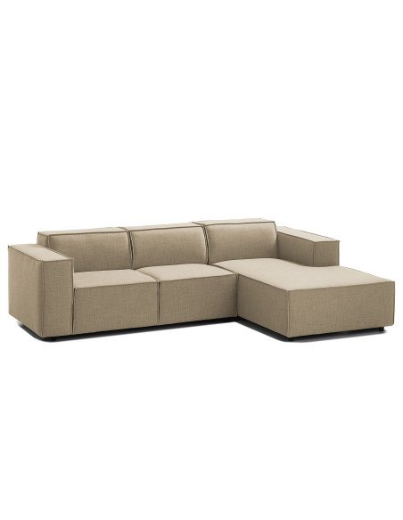 Olimpo - Sofá esquinero estilo moderno en tela color beige