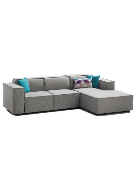 Olimpo - Sofá esquinero estilo moderno en tela color gris claro