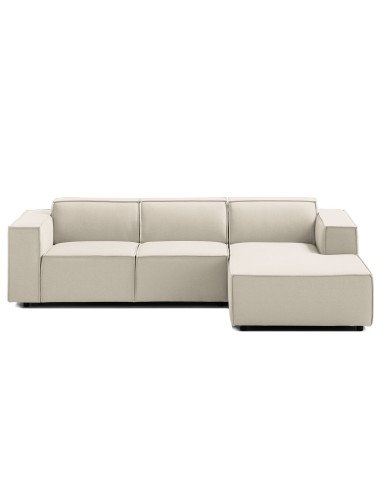 Olimpo - Sofá esquinero estilo moderno en tela color blanco