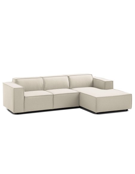 Olimpo - Sofá esquinero estilo moderno en tela color blanco