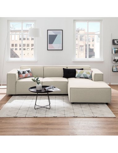 Olimpo - Sofá esquinero estilo moderno en tela color blanco