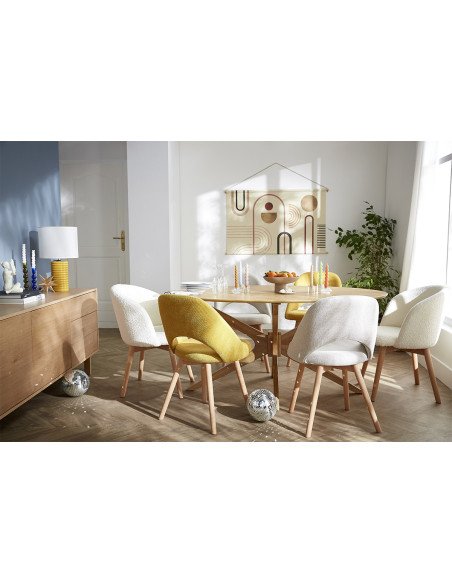 Prisma - Silla de comedor modelo moderno con tela color amarillo