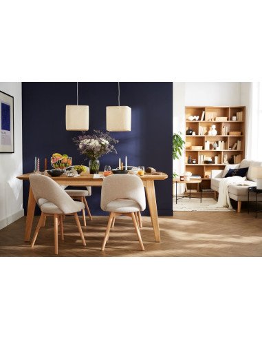 Prisma - Silla de comedor modelo moderno con tela color beige