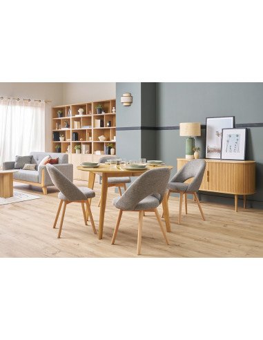 Prisma - Silla de comedor modelo moderno con tela color gris claro