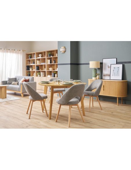 Prisma - Silla de comedor modelo moderno con tela color gris claro